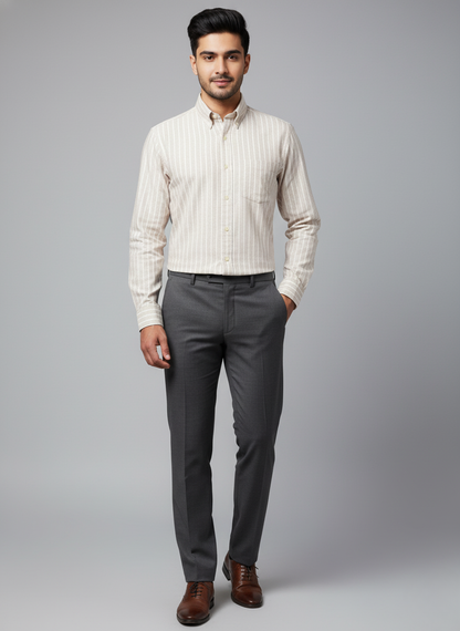 Kutur Men's Beige & White Striped Cotton Shirt – Westside Manufacturer