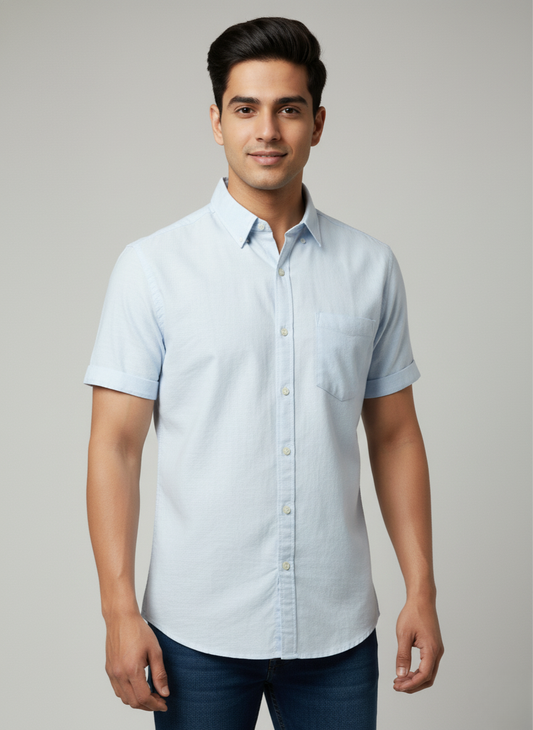 Kutur Men's Light Blue Solid Cotton Shirt – Westside Manufacturer