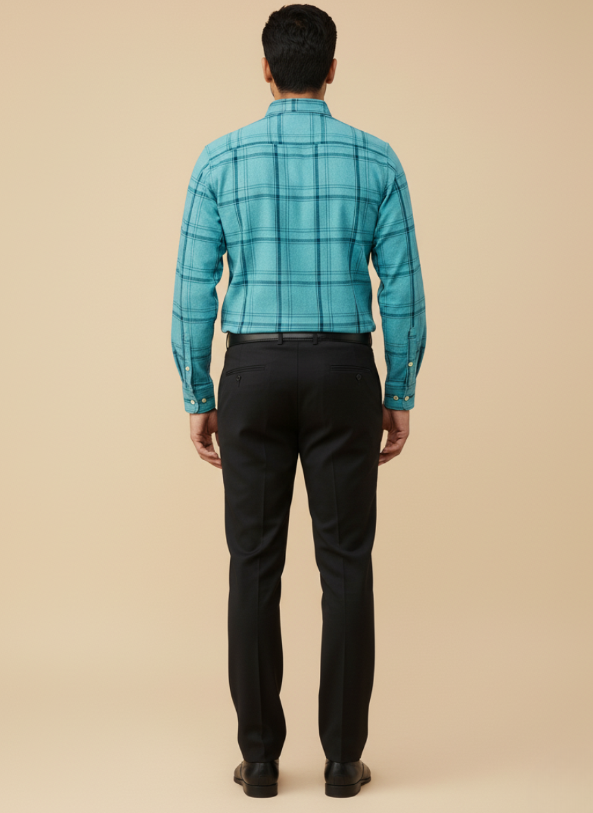 U.S. Polo Assn. Men's Checkered Tailored Fit Casual Shirt for (Teal Blue)