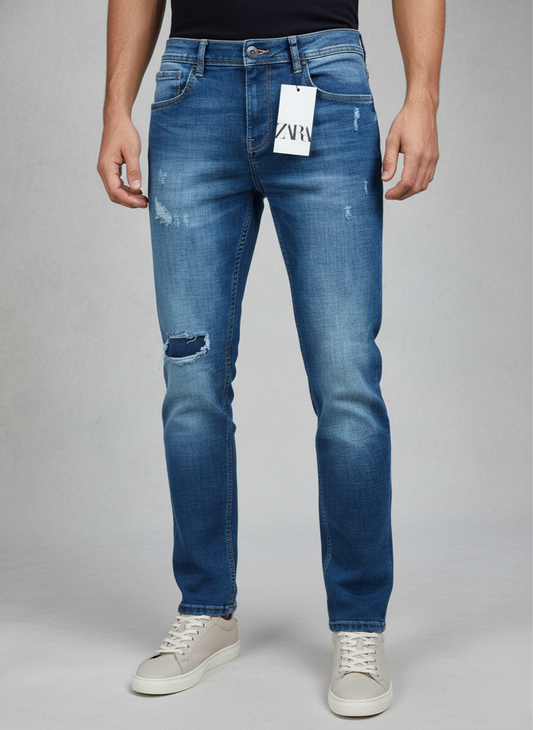 Zara Mens Distressed Jeans(Blue)