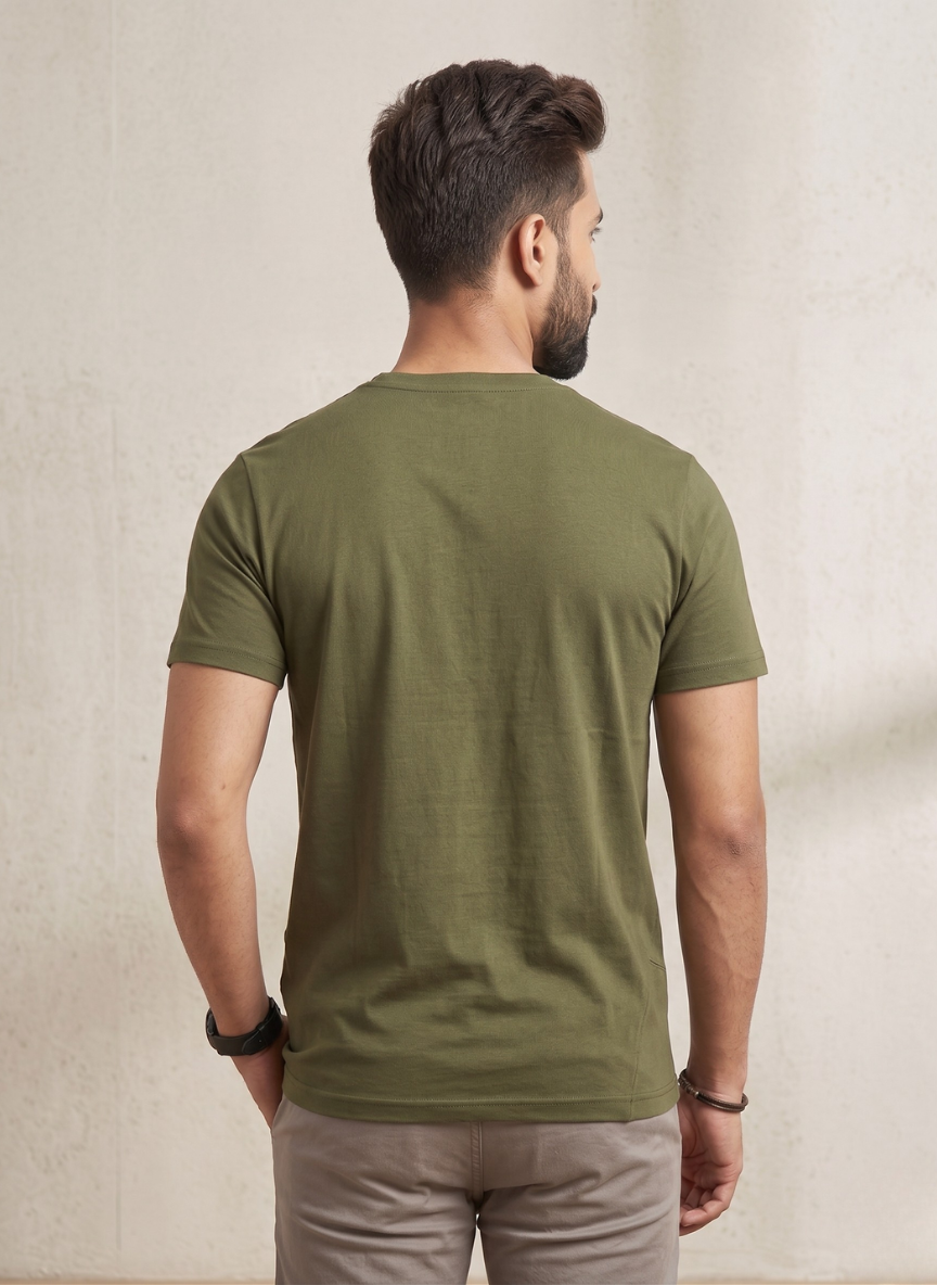 Adrenex Men's Olive Green Sports Graphic Print Quick-Dry T-Shirt