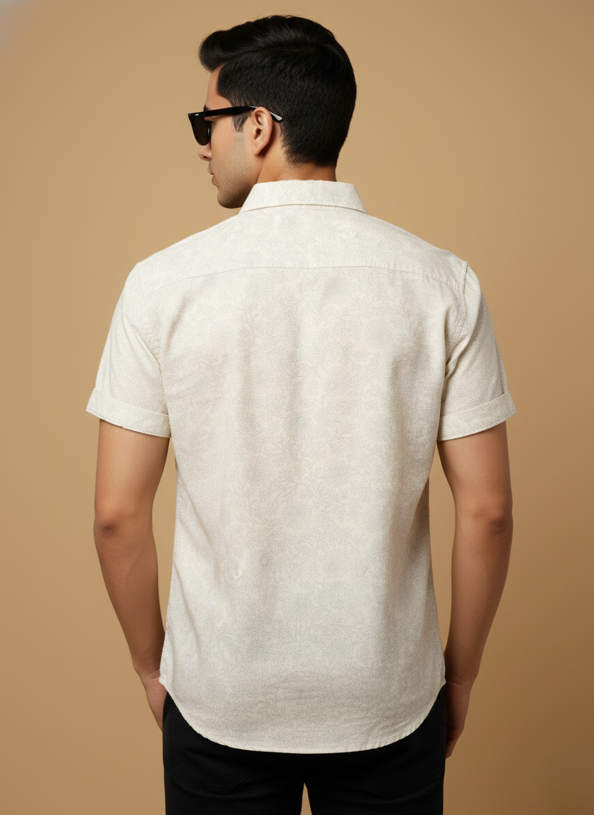 Kutur Exclusive Light Floral Casual Shirt (White)