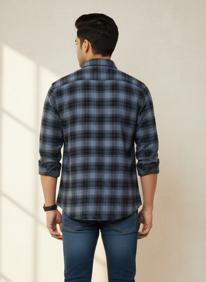 Kutur Men's Blue & Black Checked Cotton Shirt – Westside Manufacturer