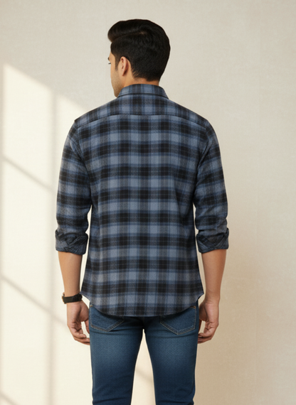 Kutur Men's Blue & Black Checked Cotton Shirt – Westside Manufacturer