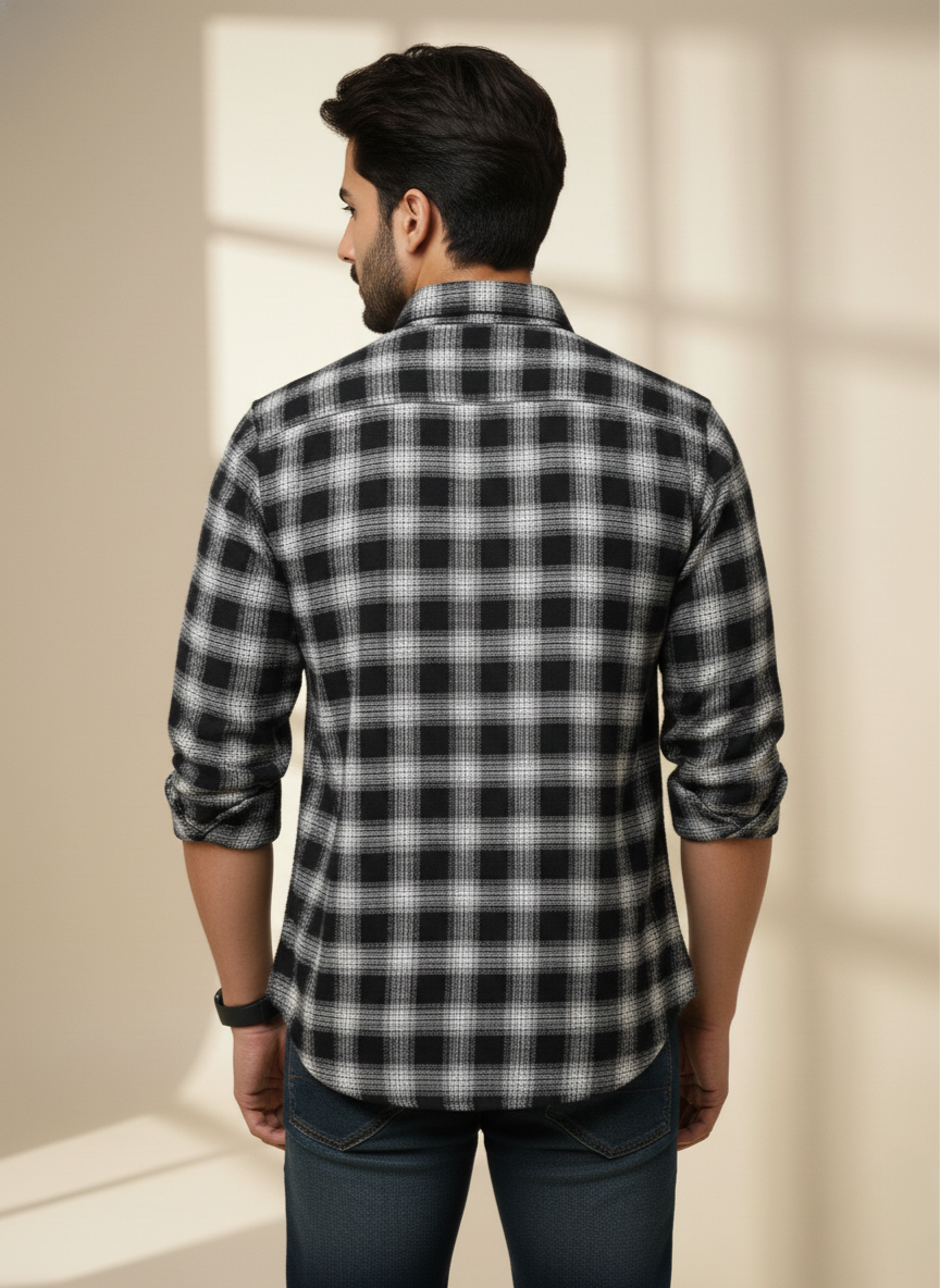 Kutur Men's Black & White Checked Cotton Shirt – Westside Manufacturer
