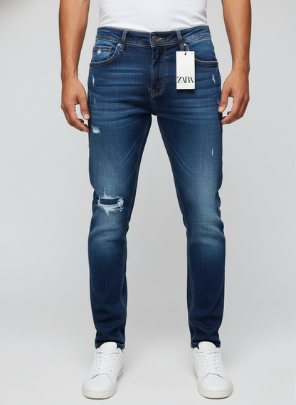 Zara Mens Distressed Jeans (Dark Blue)