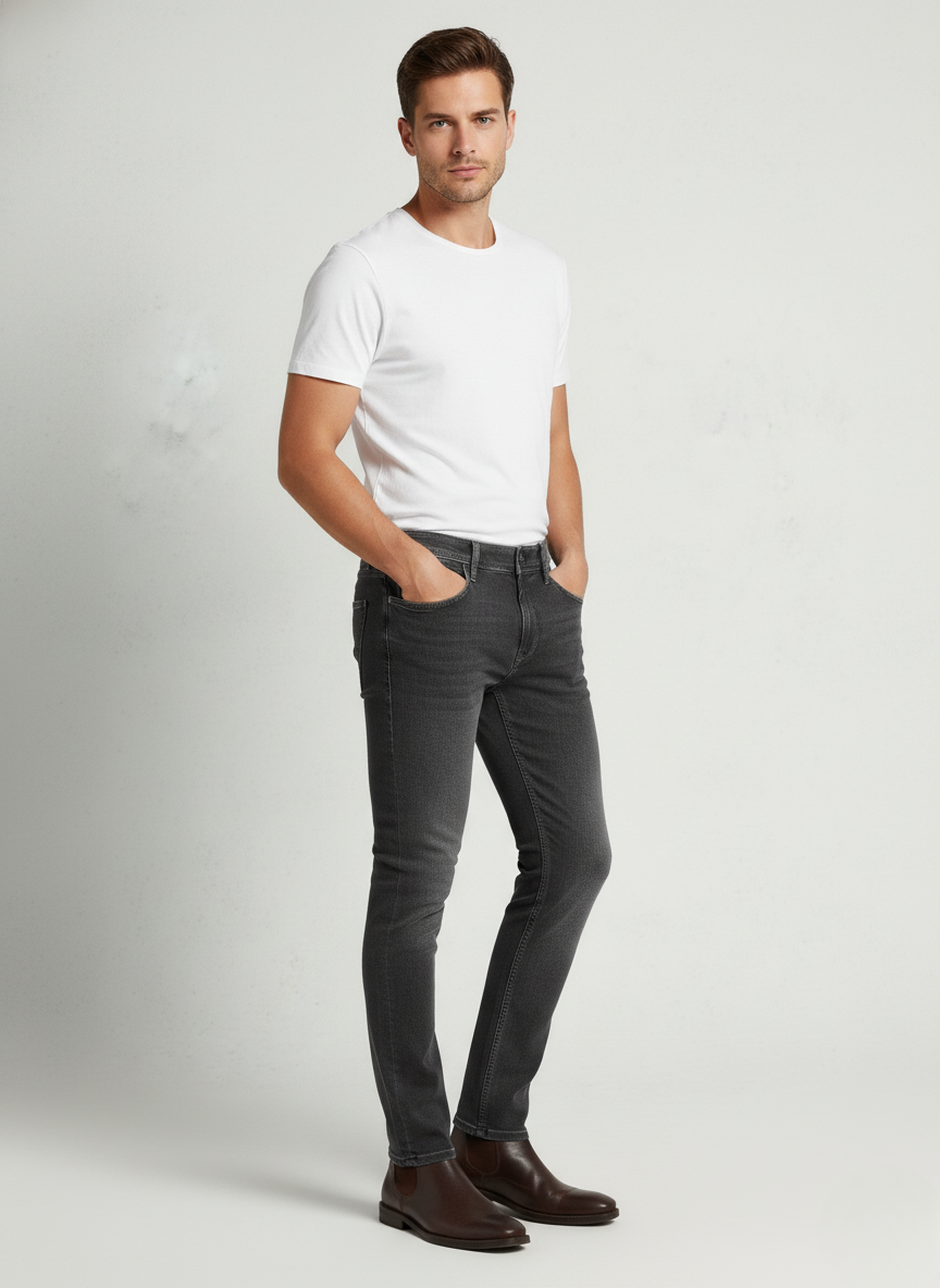 Pepe Jeans London Men's Charcoal Grey Slim Fit Denim