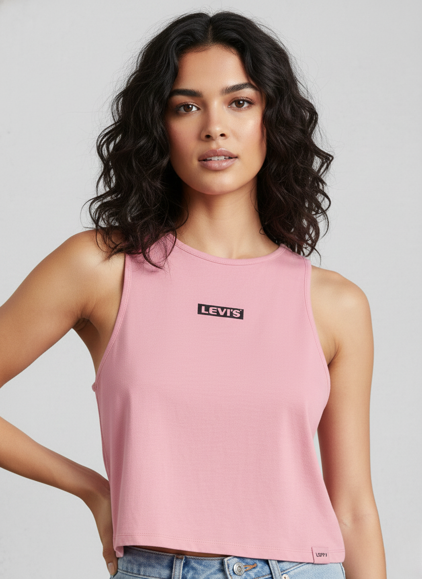 Levi’s Women’s Pink Sleeveless Tank Top | Soft Cotton Logo Casual Wear