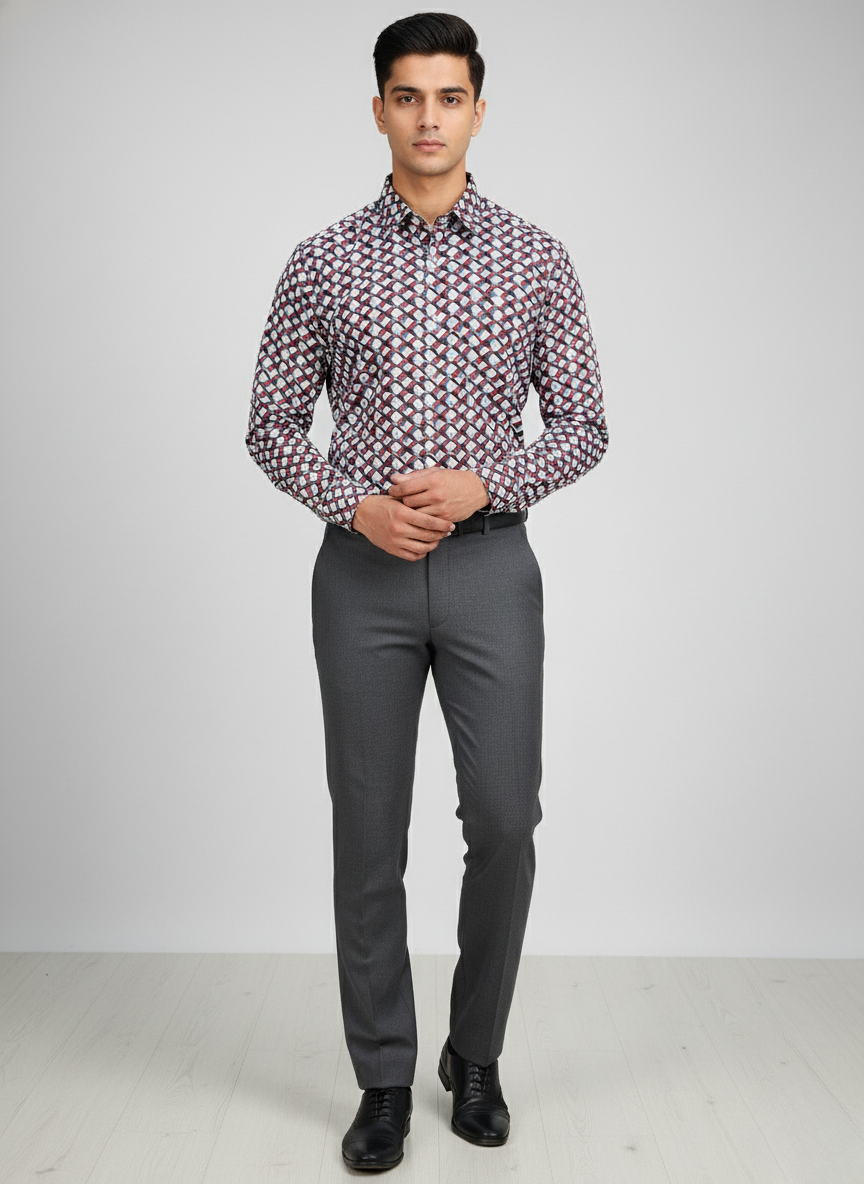 Rare Rabbit Geometric Patterned Men's Shirt