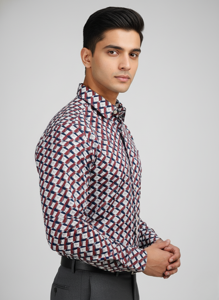 Rare Rabbit Geometric Patterned Men's Shirt