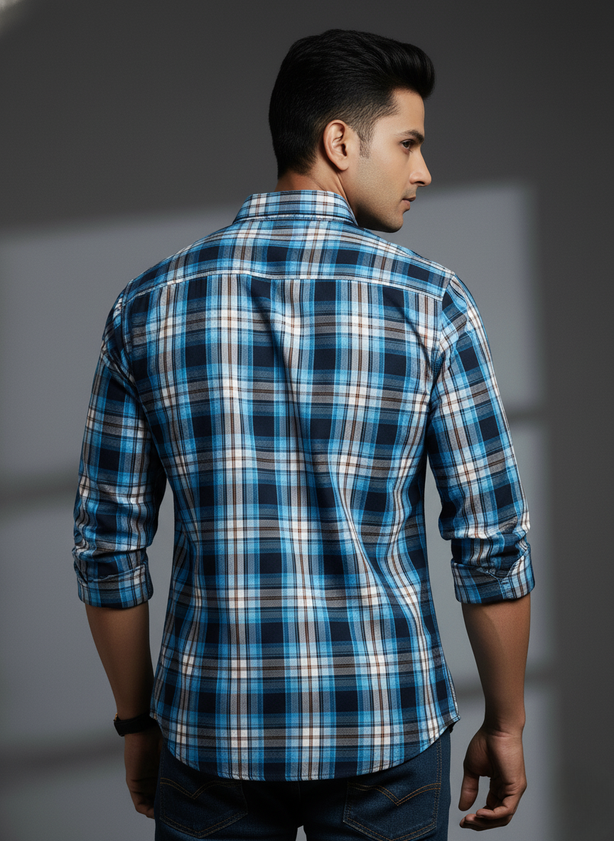 Tommy Hilfiger Men’s Blue Checked Casual Shirt