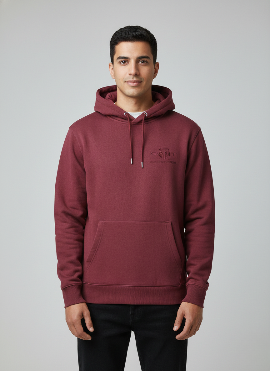 GANT Men’s Maroon Zip-Up Hooded Sweatshirt