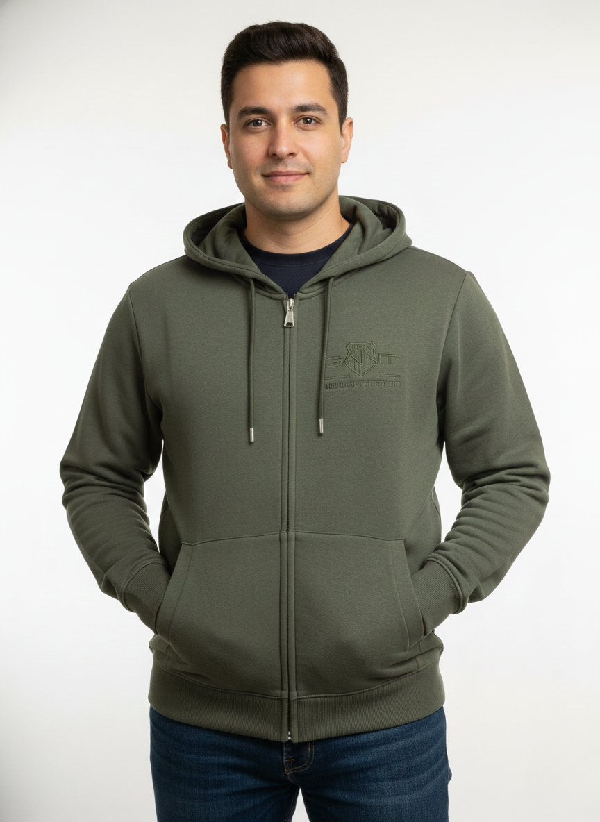 GANT Olive Zip-Up Hoodie
