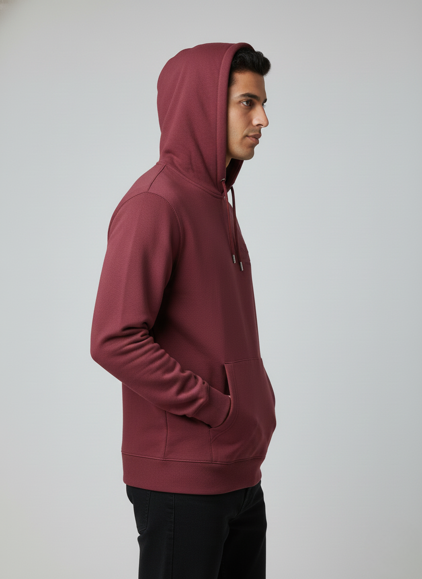 GANT Men’s Maroon Zip-Up Hooded Sweatshirt