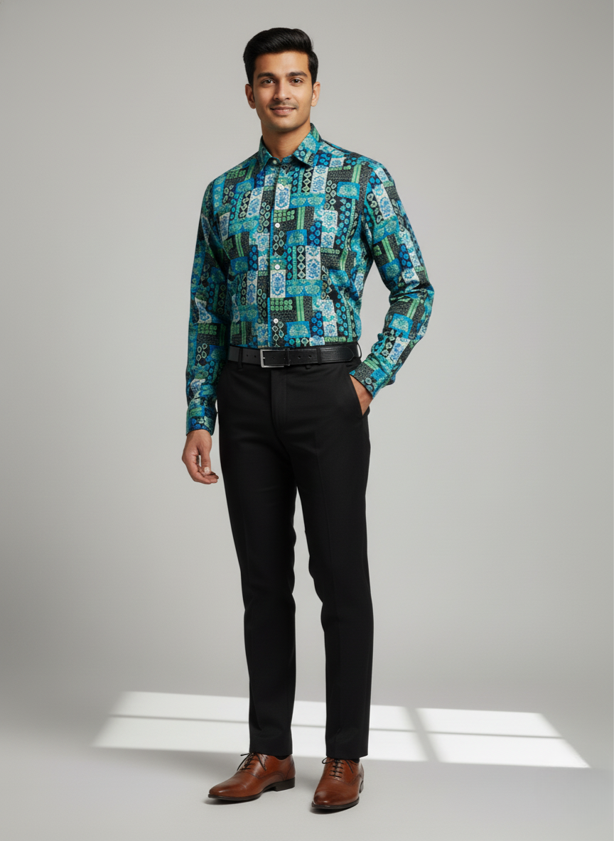 Rare Rabbit Men’s Multicolor Geometric Printed Shirt