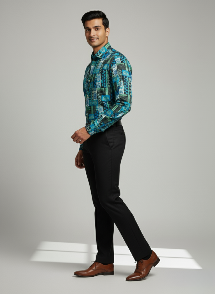 Rare Rabbit Men’s Multicolor Geometric Printed Shirt