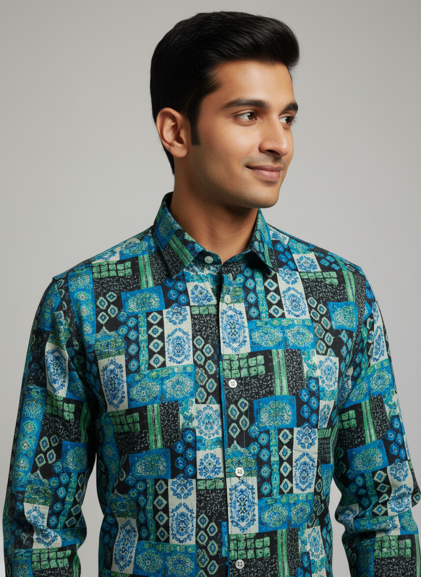 Rare Rabbit Men’s Multicolor Geometric Printed Shirt