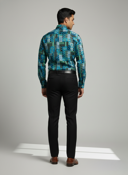 Rare Rabbit Men’s Multicolor Geometric Printed Shirt