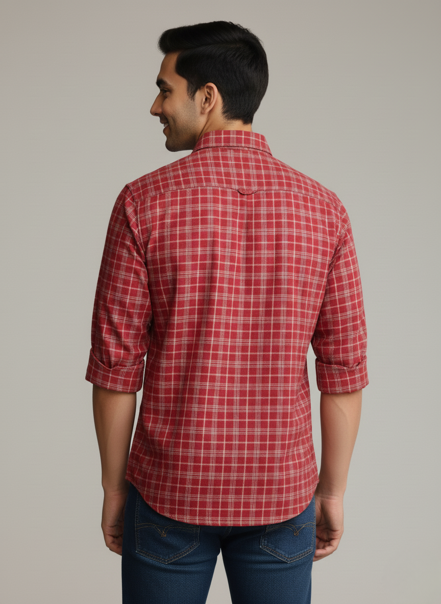 Tommy Hilfiger Men's Checked Shirt (Maroon)