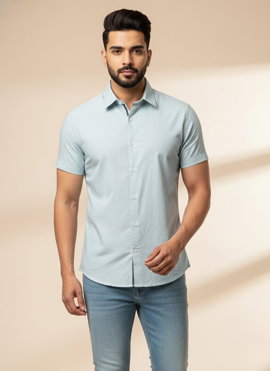 Rare Rabbit Light Sage Half Sleeve Shirt – Premium Casual Wear