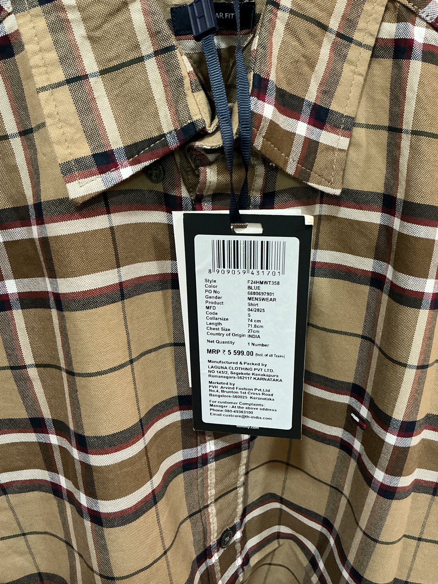 Tommy Hilfiger Beige Checked Men's Casual Shirt