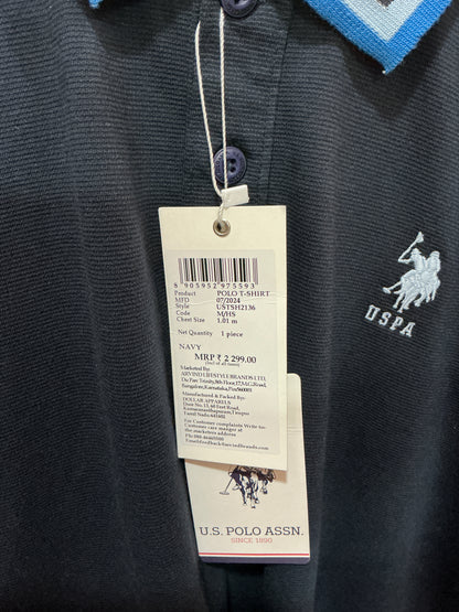 U.S. Polo Assn. Men’s Navy Blue Tipped Collar Polo T-Shirt | Classic Cotton Fit
