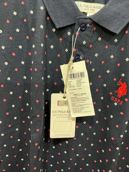 U.S. Polo Assn. Men’s Navy All-Over Print Polo T-Shirt | Premium Cotton Casual Fit