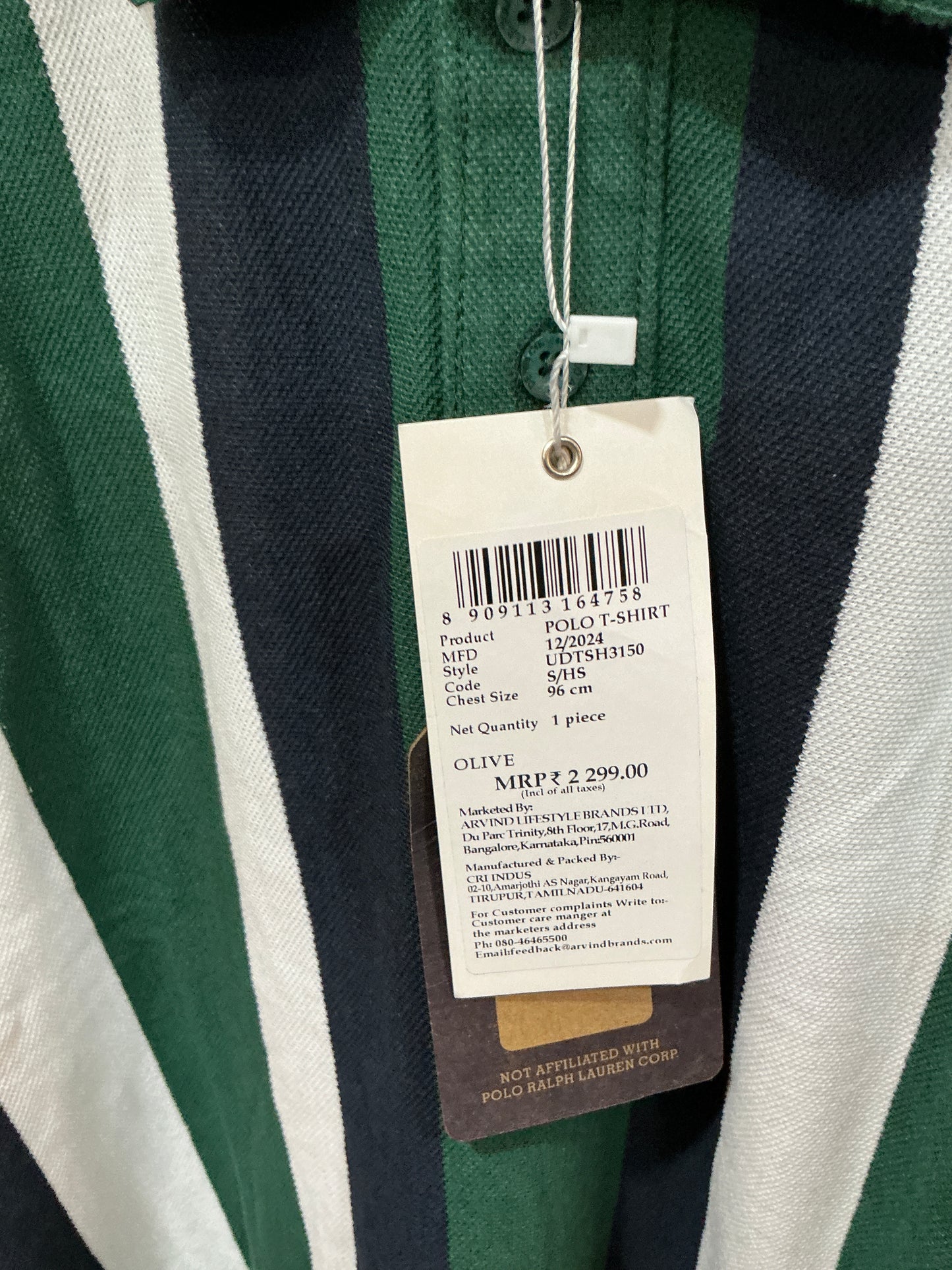 U.S. Polo Assn. Men’s Olive Green Vertical Stripe Polo T-Shirt | Cotton Regular Fit