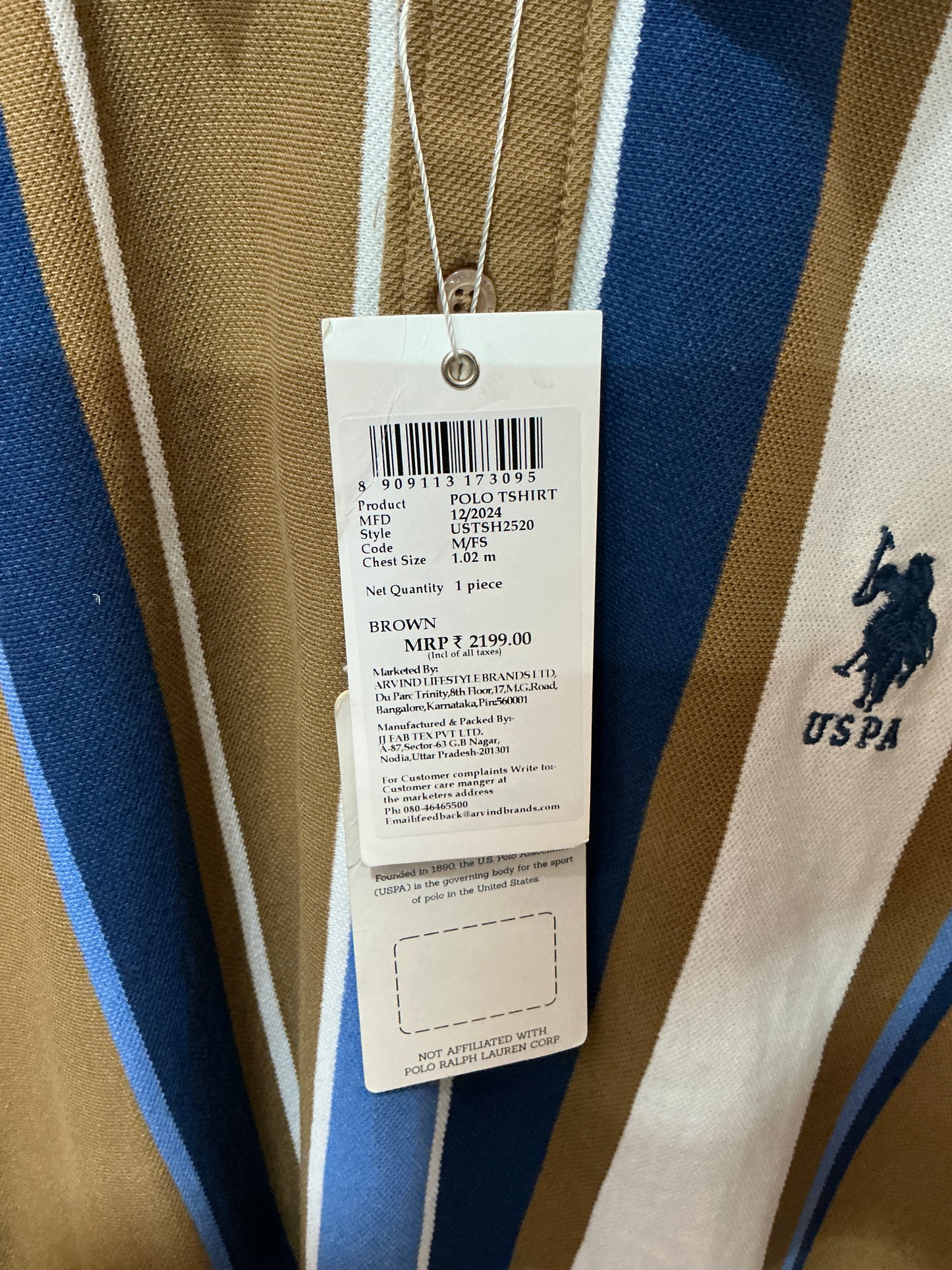 U.S. Polo Assn. Men’s Brown Vertical Stripe Polo T-Shirt | Cotton Regular Fit