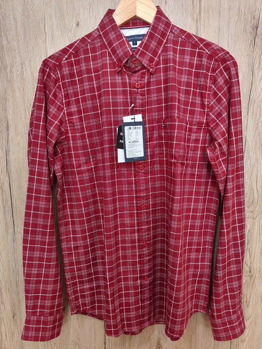Tommy Hilfiger Men's Checked Shirt (Maroon)