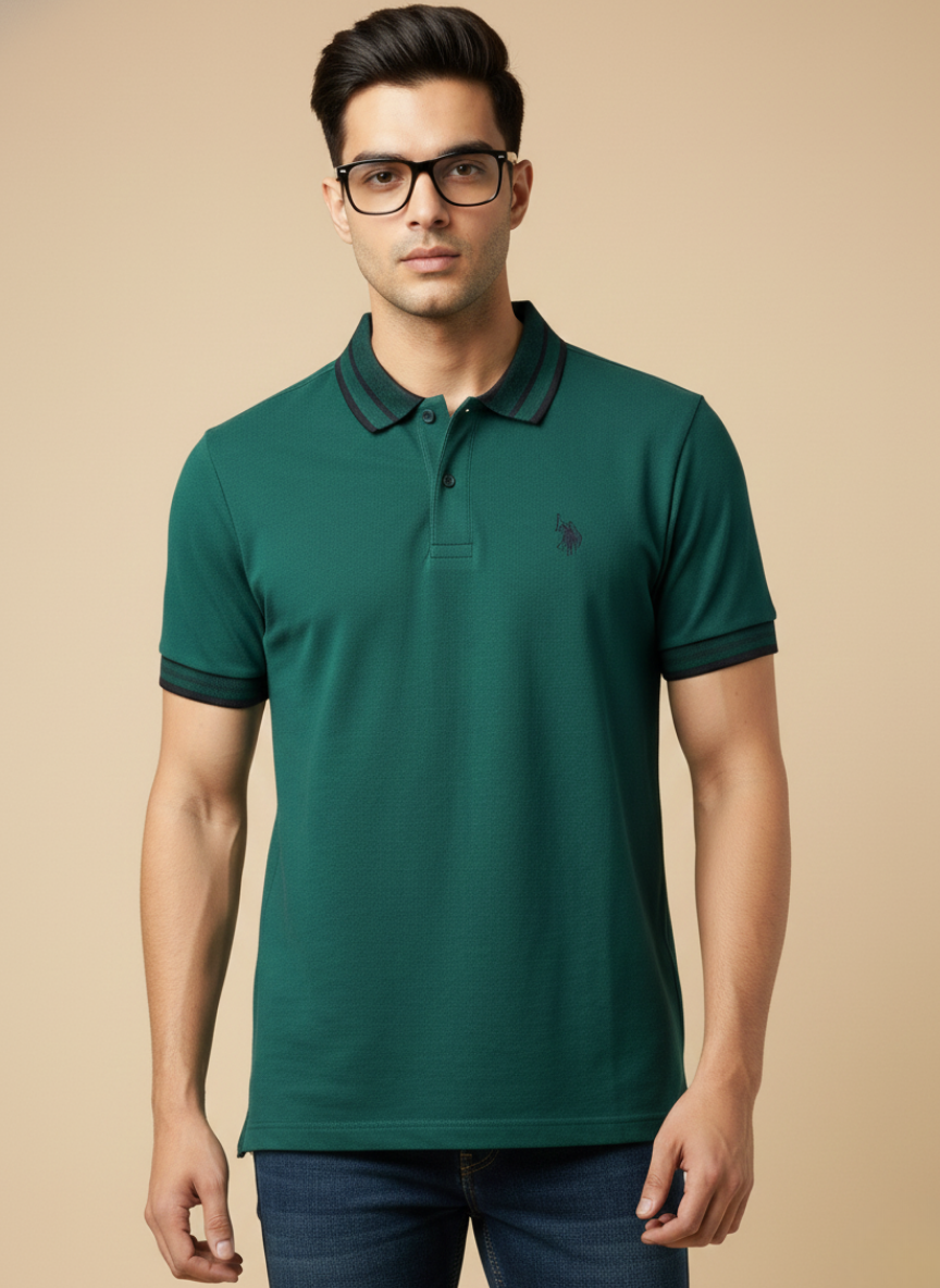 U.S. Polo Assn. Men’s Dark Green Solid Polo T-Shirt