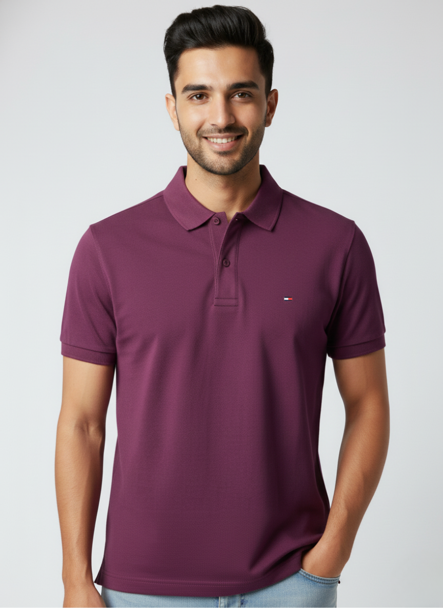 Tommy Hilfiger Men’s Heritage Plum Solid Polo T-Shirt