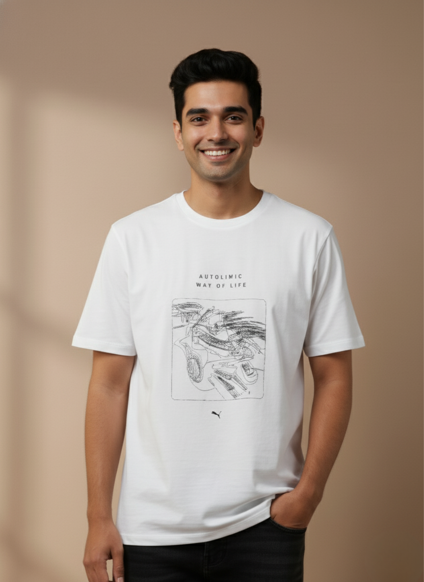 Puma Graphics Auto Bahn Men's T-shirt (White)