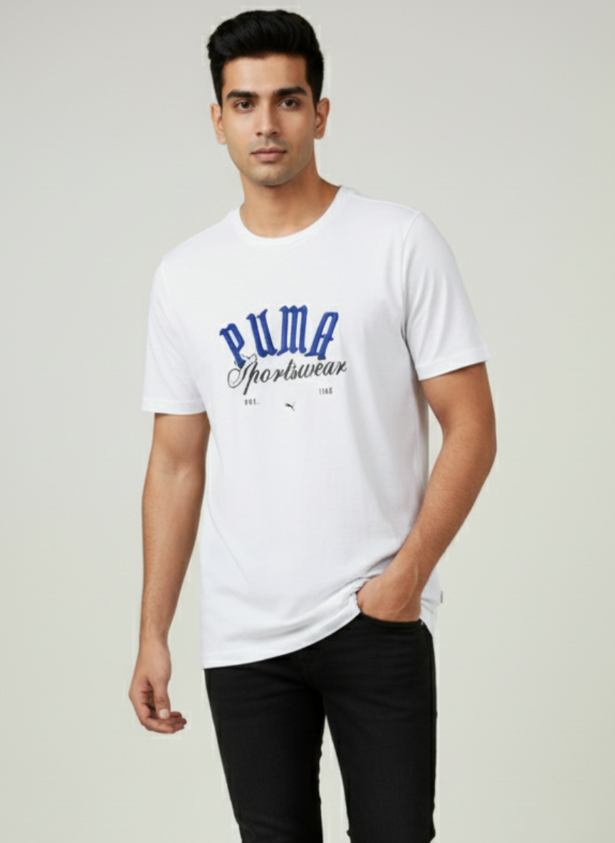 Puma Graphic Men's Sports Wear T-Shirt (WHITE)