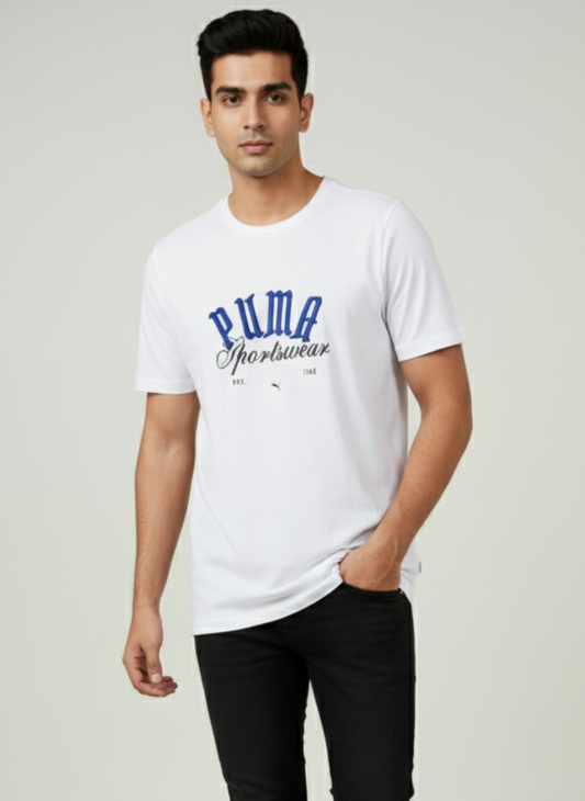 Puma Graphic Men's Sports Wear T-Shirt (WHITE)