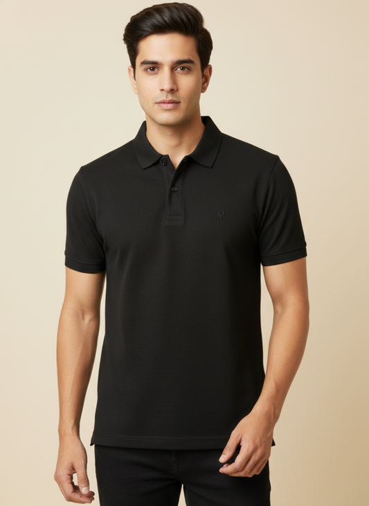 Allen Solly Men’s Solid Black Polo T-Shirt