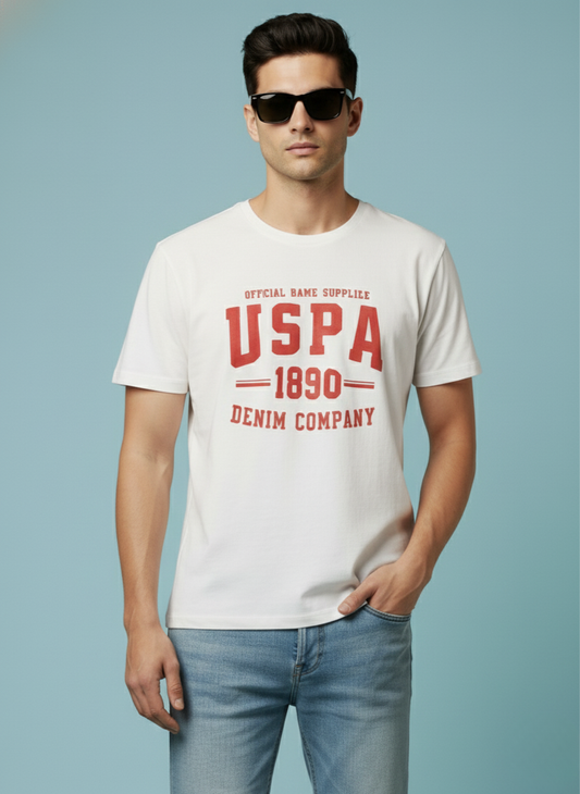U.S.Polo Assn. Official Game Supplier Unisex Graphic T-Shirt (WHITE)