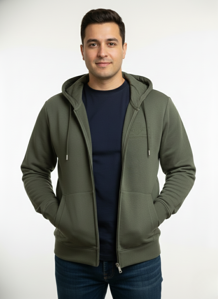 GANT Olive Zip-Up Hoodie