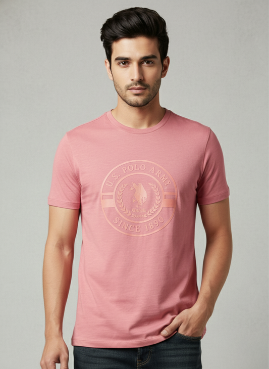 U.S. Polo Assn. Men's Pink Graphic Logo T-Shirt