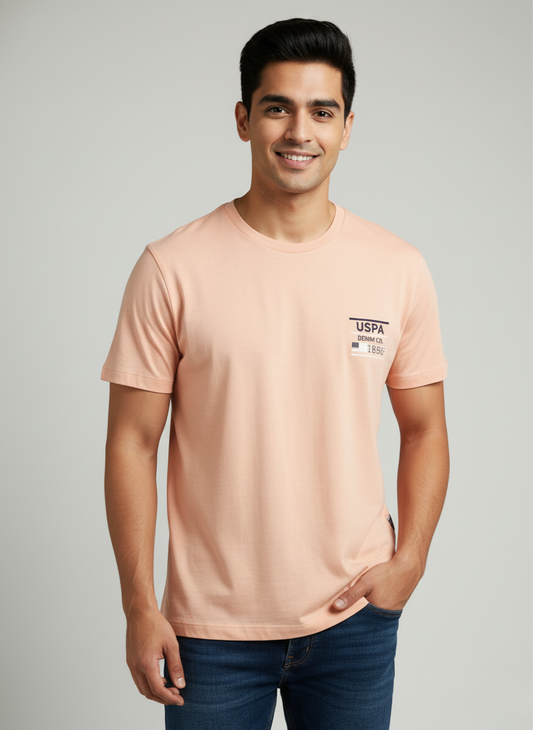 U.S.Polo Assn. Men's T-Shirt with 1890 Heritage Graphic (Peach)