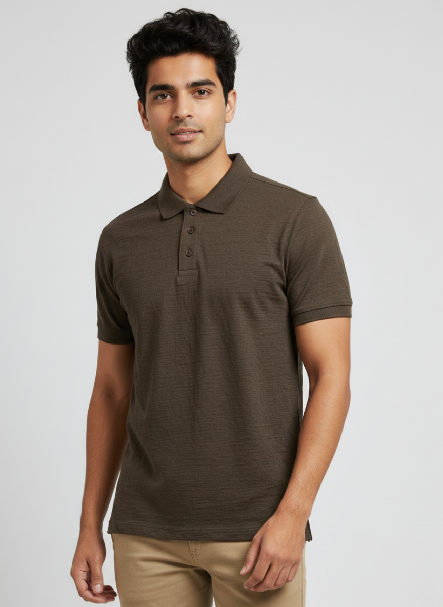 Armani Exchange Olive Green Textured Polo T-Shirt