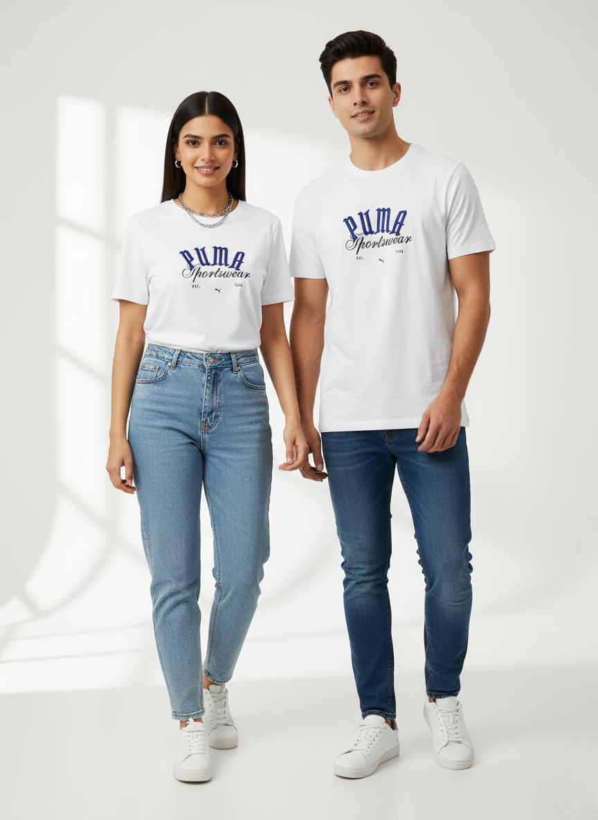 Puma Graphic Men's Sports Wear T-Shirt (WHITE)