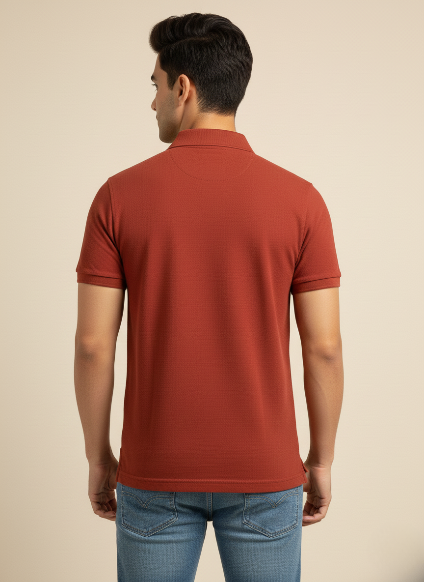 US Polo Assn Men’s Rust Solid Polo T-Shirt with Embroidered Logo