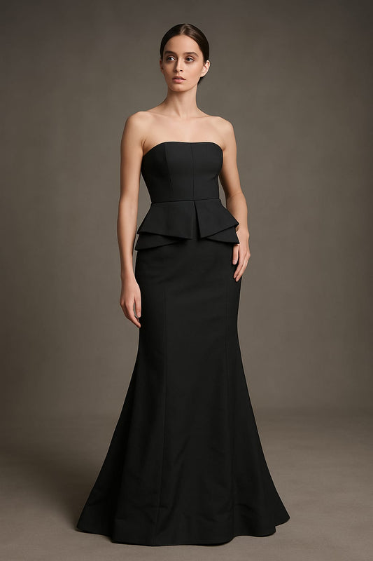 Women Black Strapless Long Dress By label by Ritu Kumar