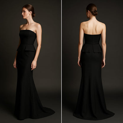 Women Black Strapless Long Dress By label by Ritu Kumar