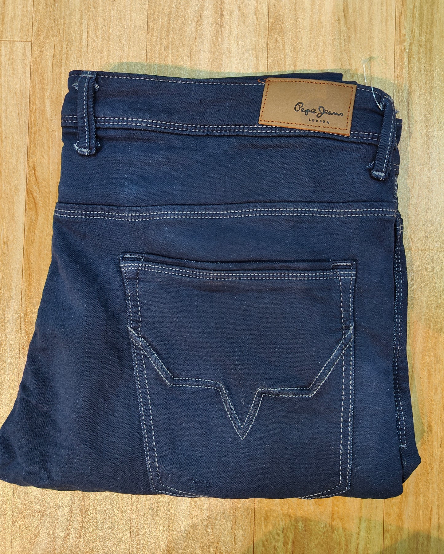 Pepe Jeans London Men's Navy Blue Distressed Slim Fit Denim