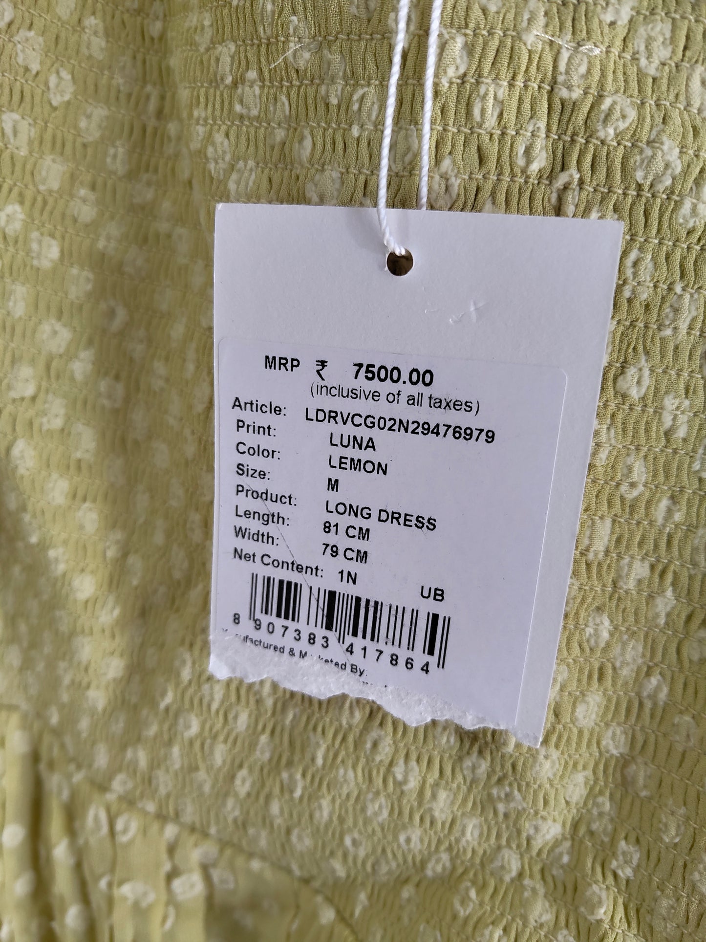 Women's Lemon Yellow Swiss Dot Smocked High-Low Maxi Dress - Luna Print