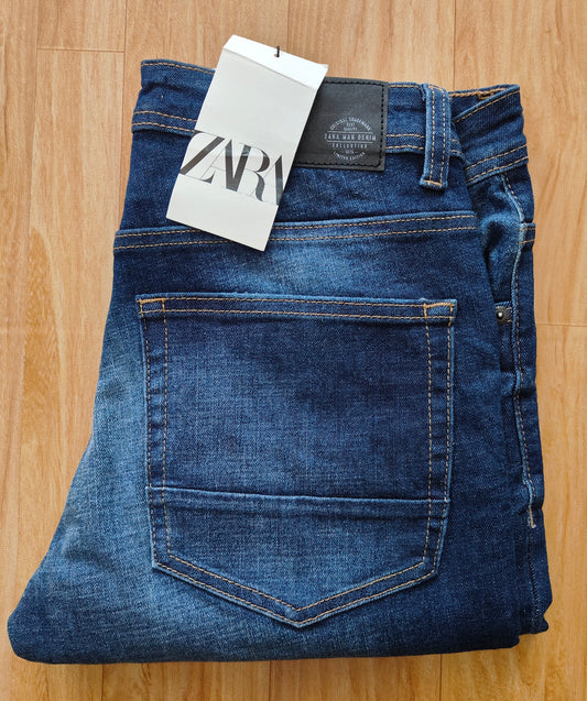 Zara Mens Distressed Jeans (Dark Blue)