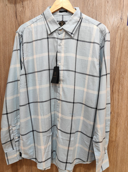 Rare Rabbit Men's Checked Shirt (Light Blue)