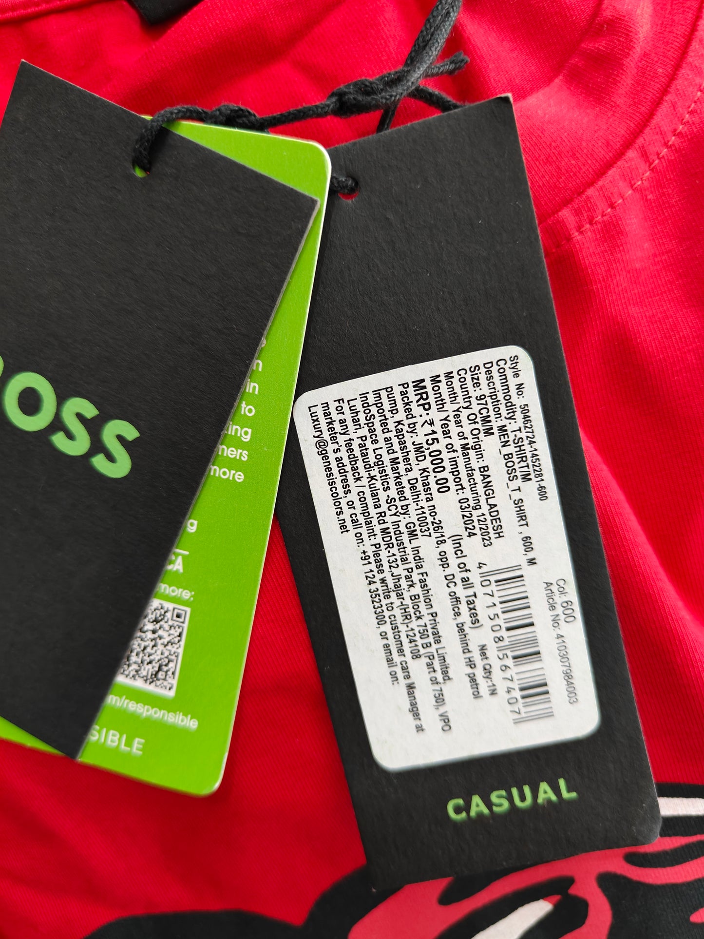 Hugo Boss Men’s Red Tiger Graphic Premium Cotton T-Shirt